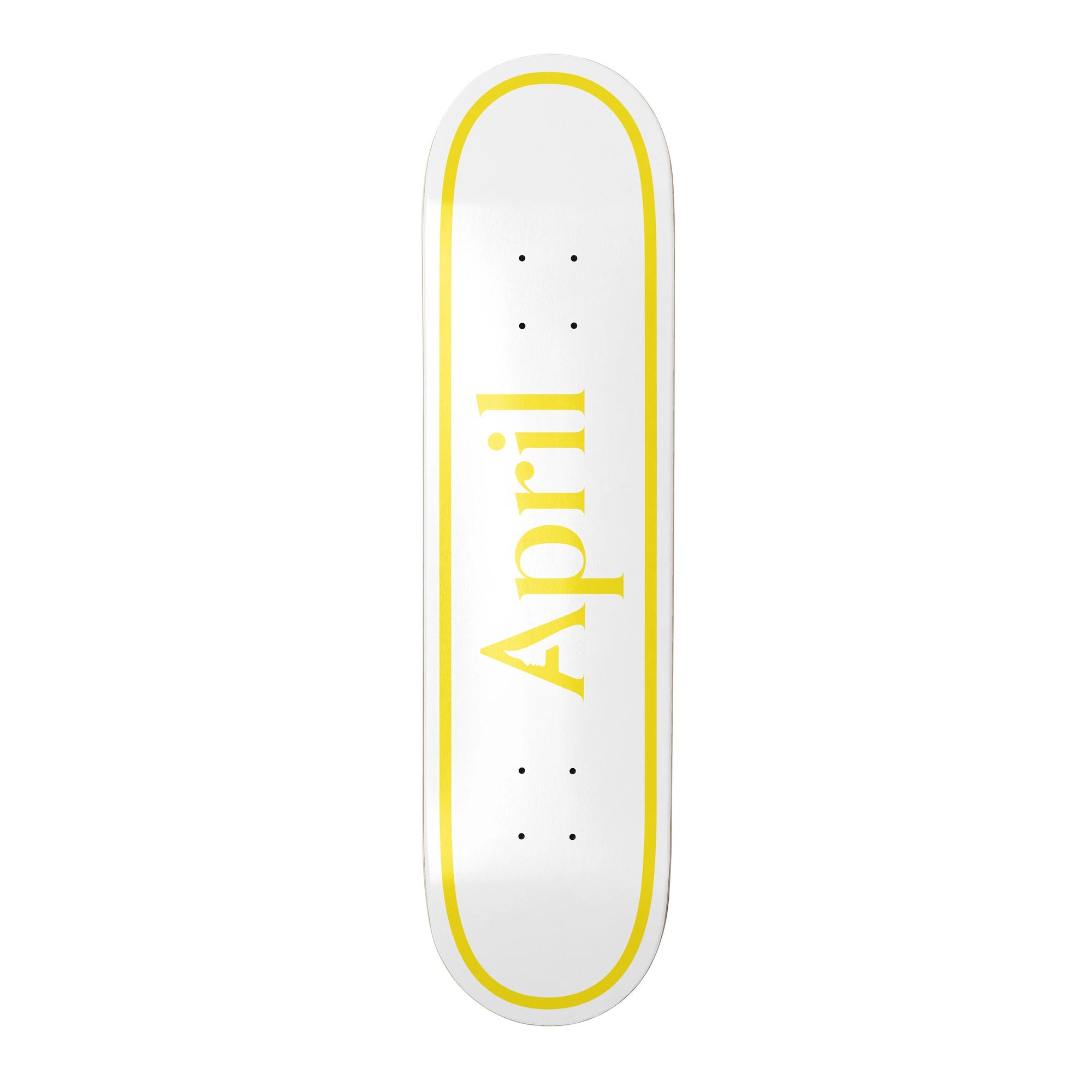 April OG Logo Twin Tail White Skateboard Deck