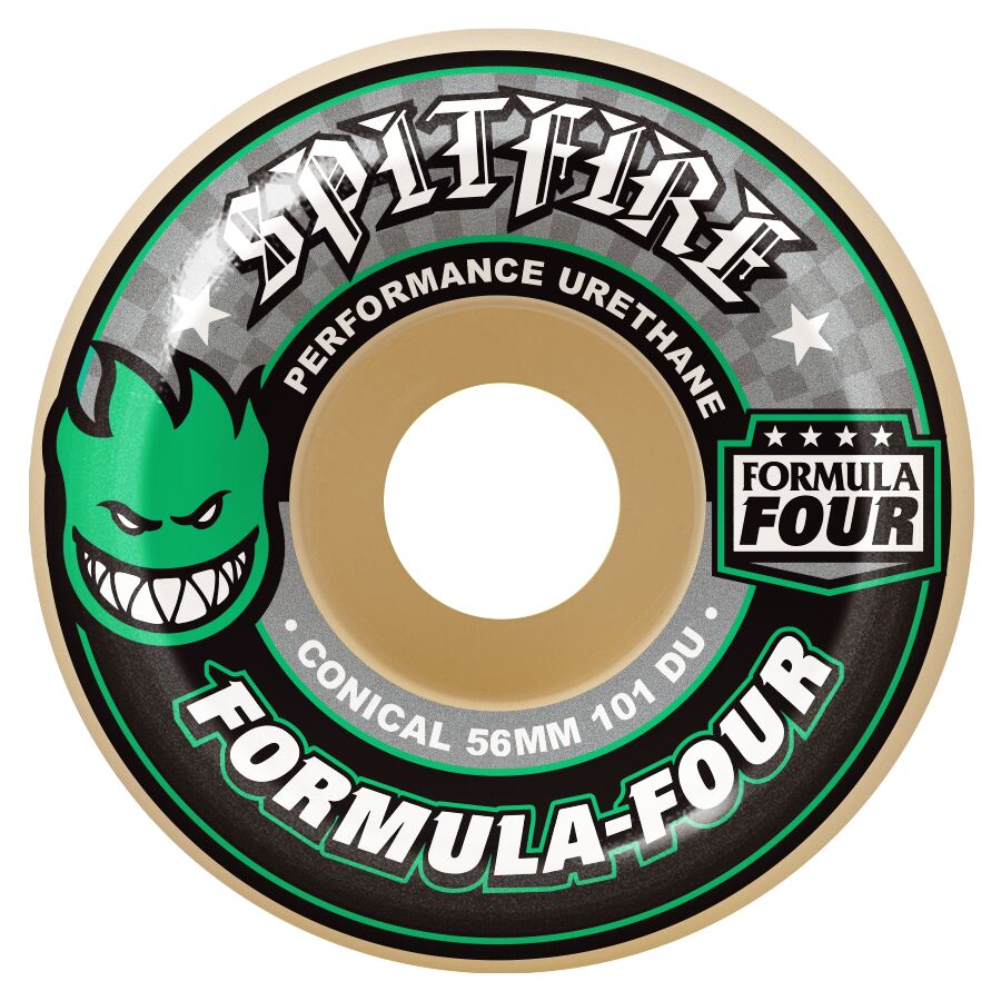 Spitfire F4 (Formula Four) 101D Conical Full Green Print Skateboard Wheels
