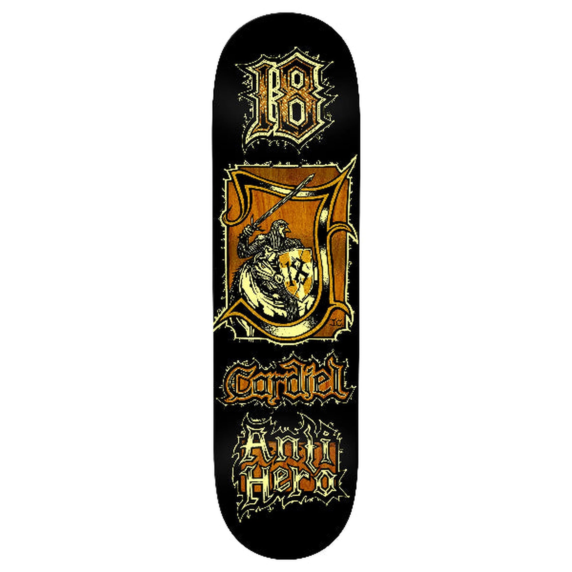 Antihero John Cardiel Medieval 8.62" x 32.25" Black Skateboard Deck