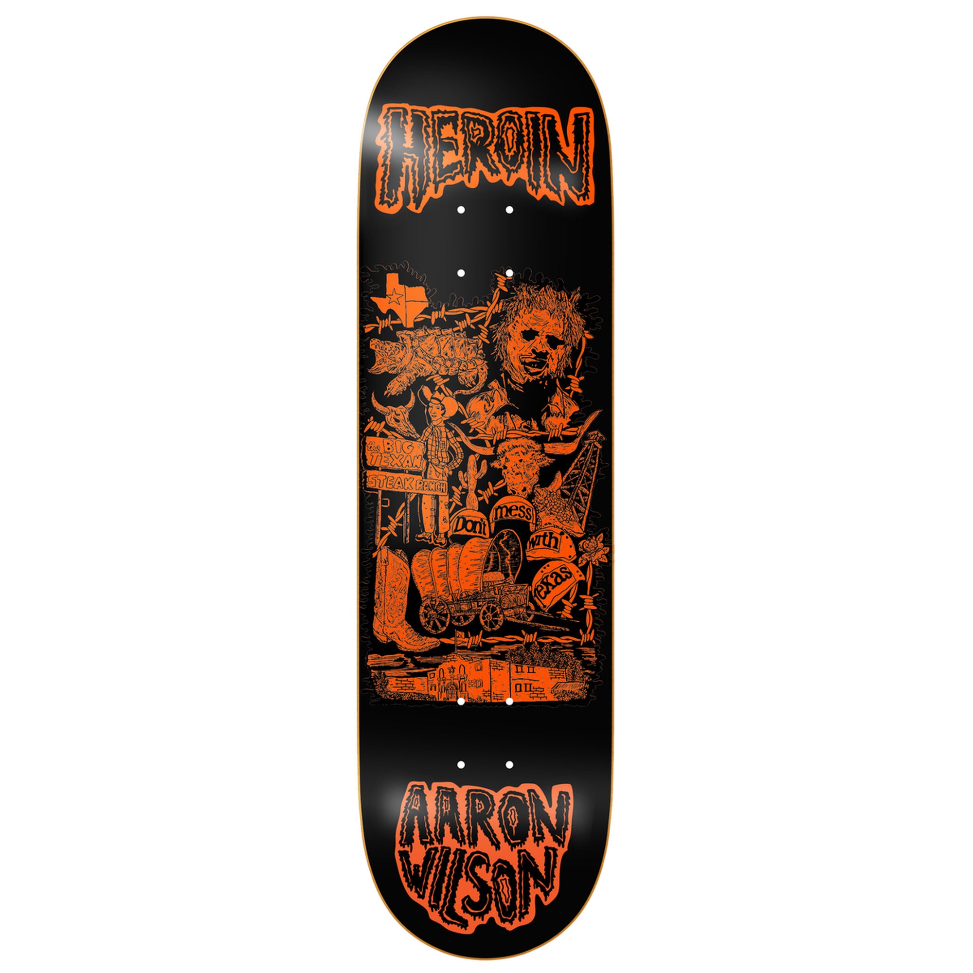 Heroin Aaron Wilson Allegory Of Fear 8.5" x 32" Black Skateboard Deck