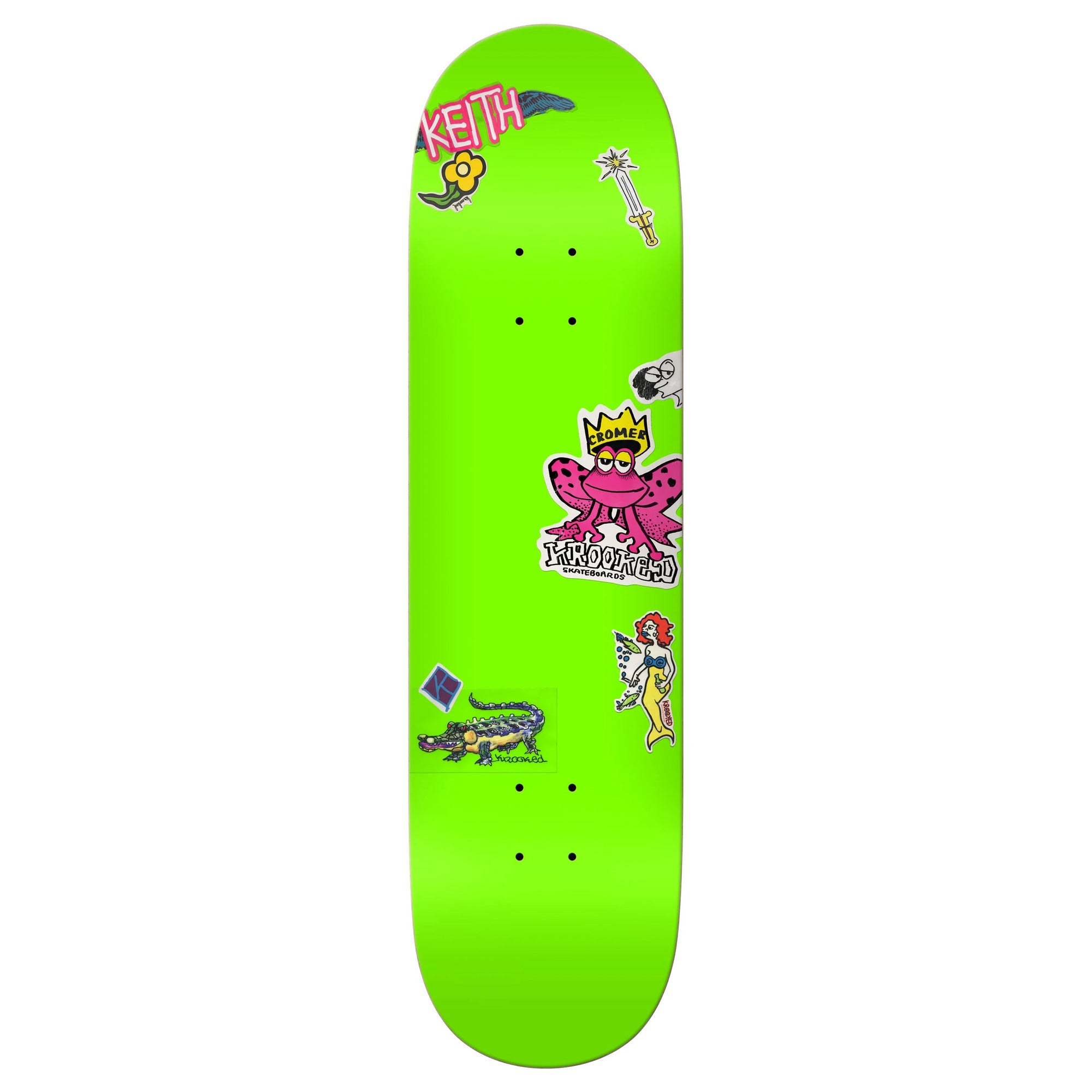 Krooked Brad Cromer Neon Sticker 8.25" x 32" Green Skateboard Deck