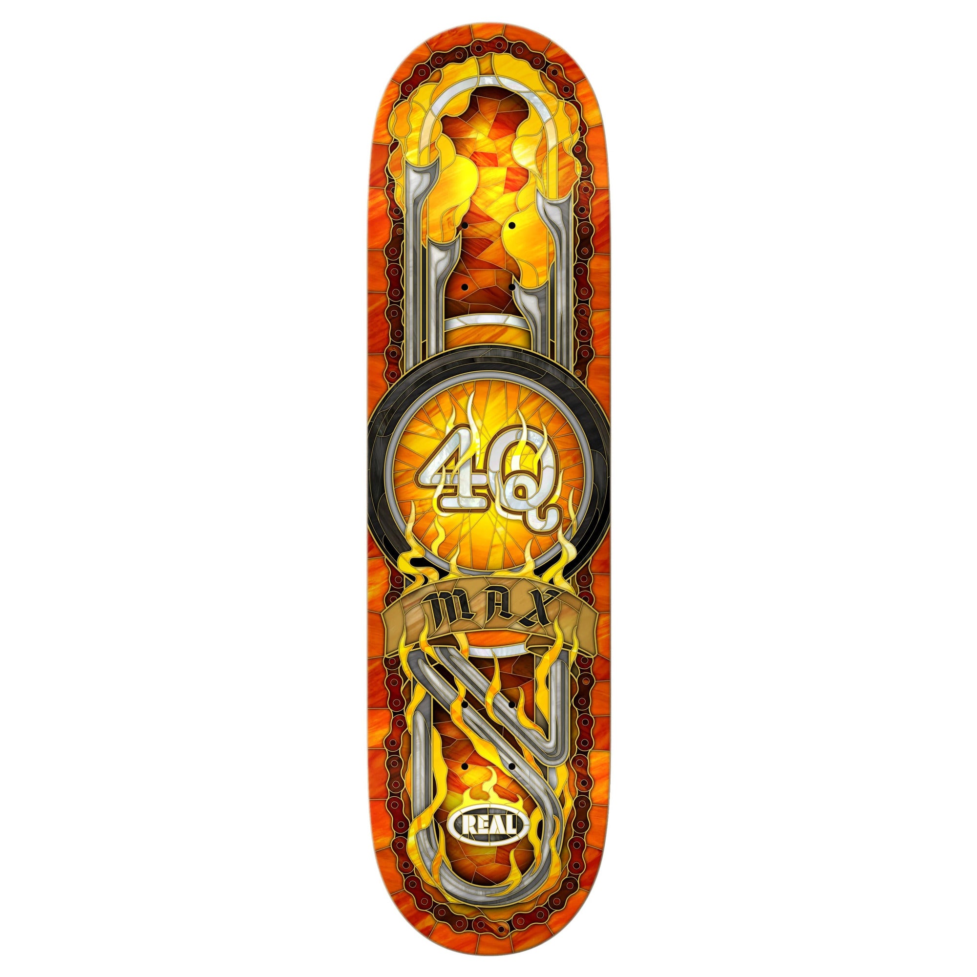 Real Max Schaaf 4Q Cathedral 8.5" x 31.85" Orange Skateboard Deck