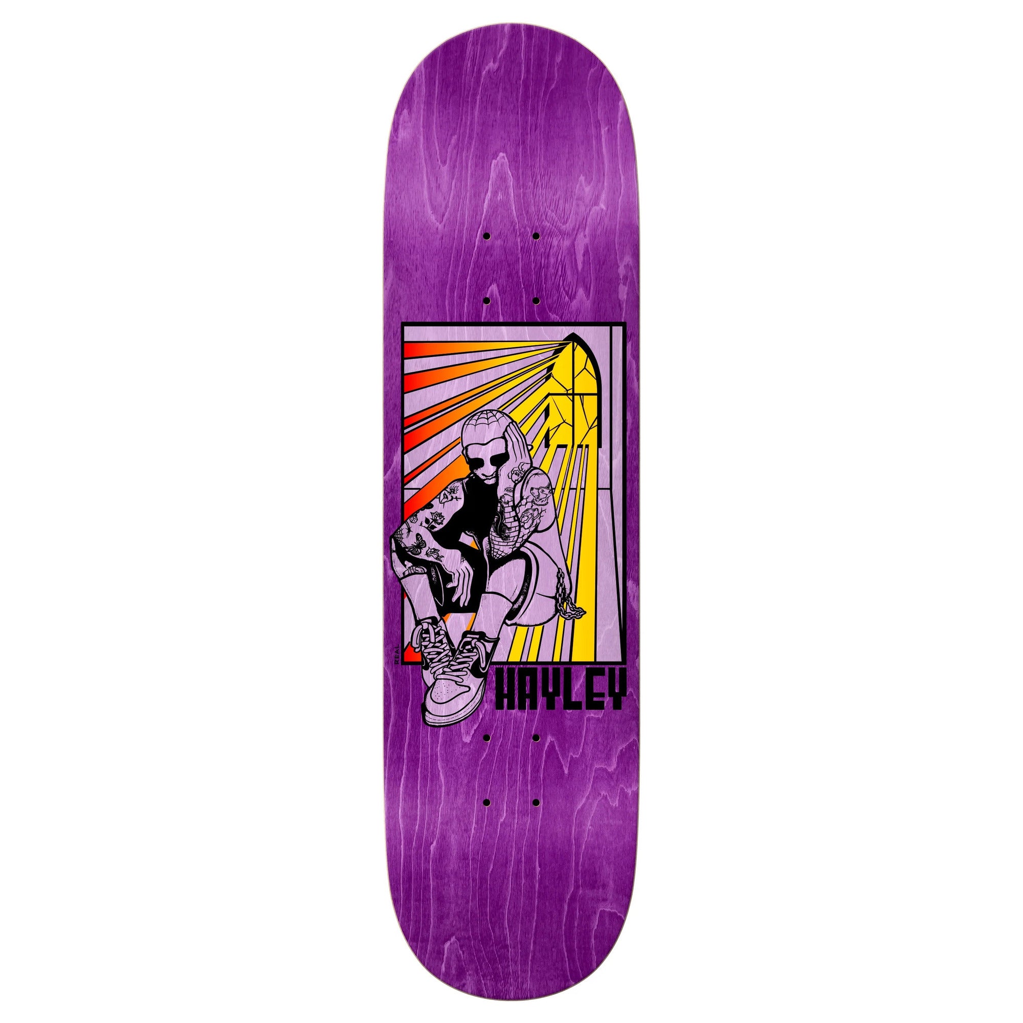Real Haley Stained 8.5" x 31.85" Purple Skateboard Deck
