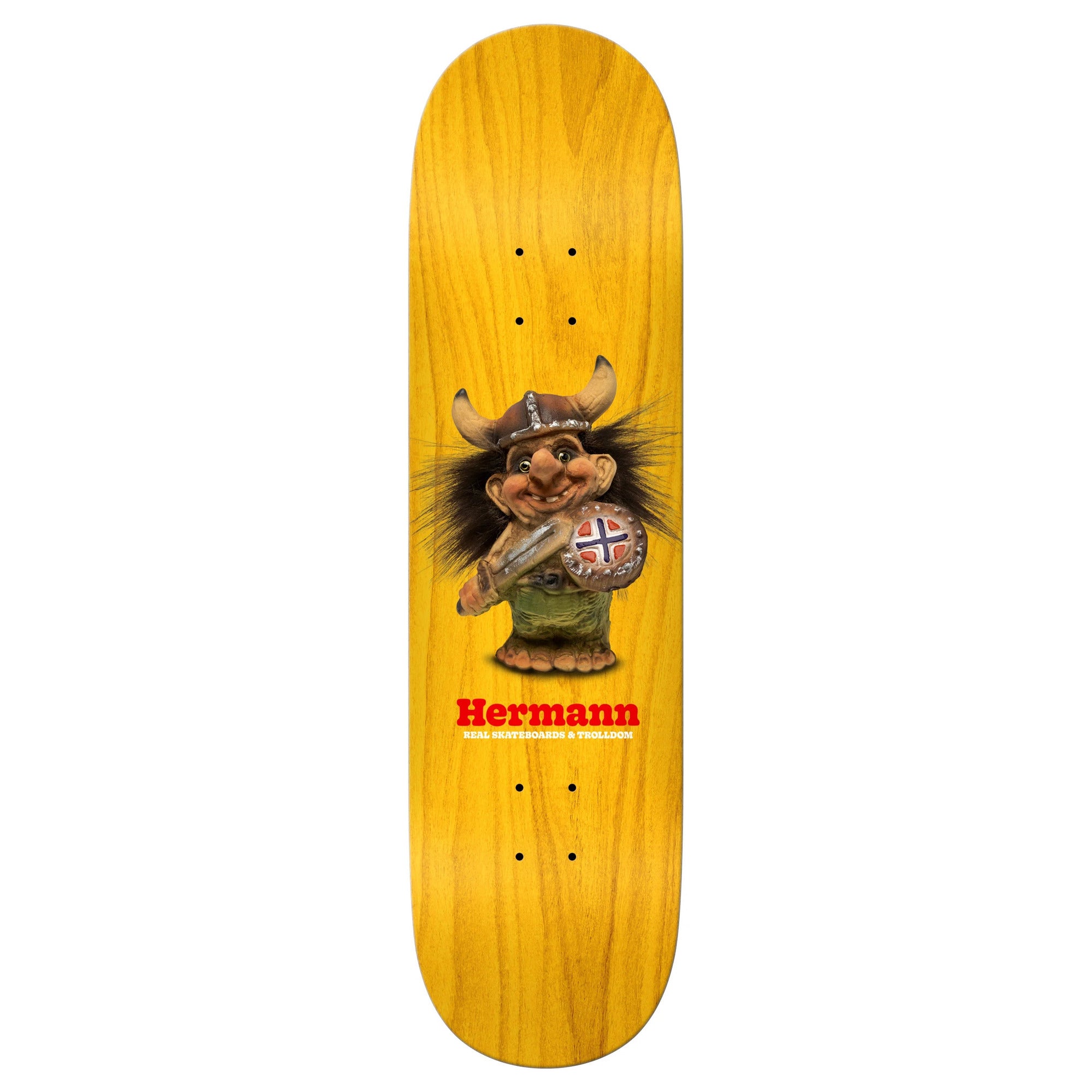 Real Hermann Trolldom 8.5" x 32.18" Yellow Skateboard Deck