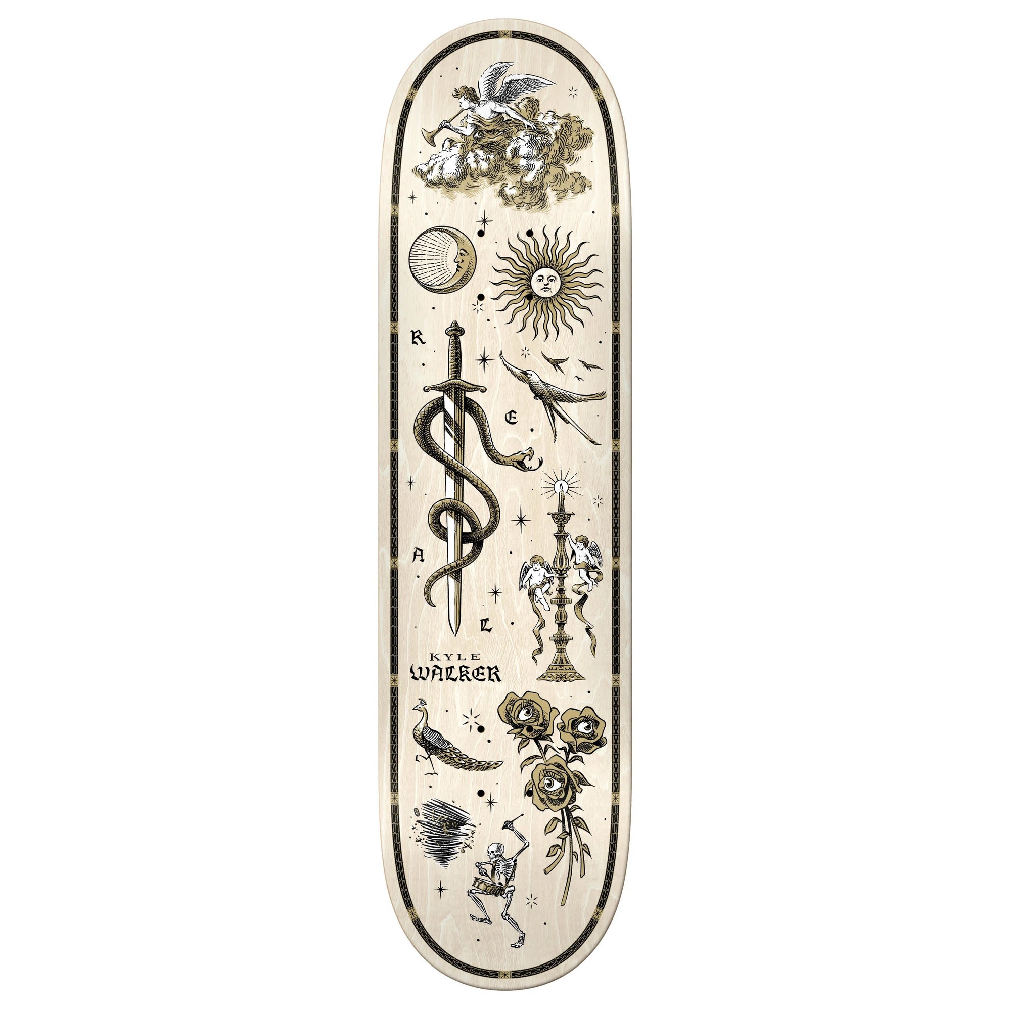 Real Kyle Walker Engraved 8.38” x 32.25” Cream Skateboard Deck