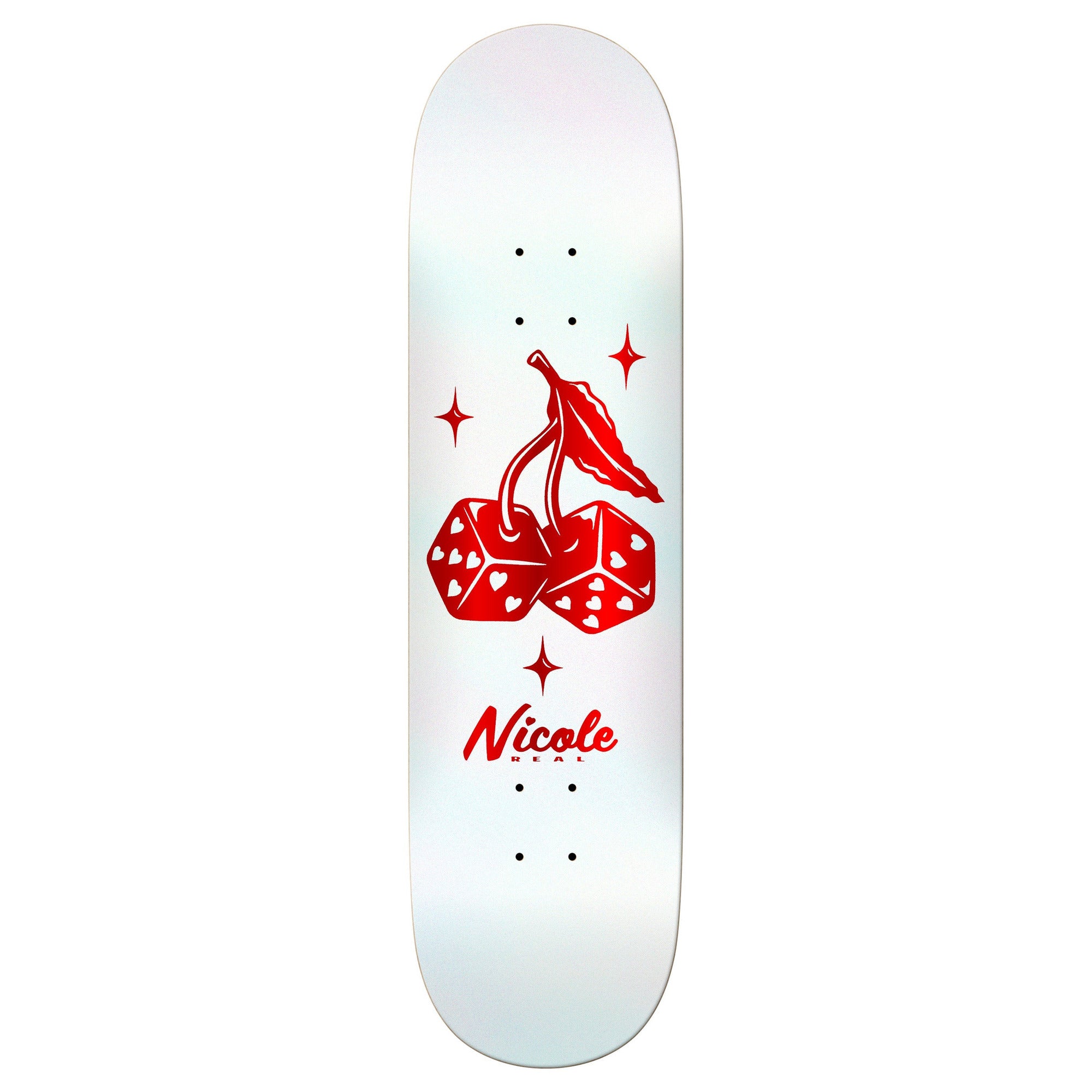 Real Nicole High Roller Twin Nose 8.35" x 32" White Skateboard Deck