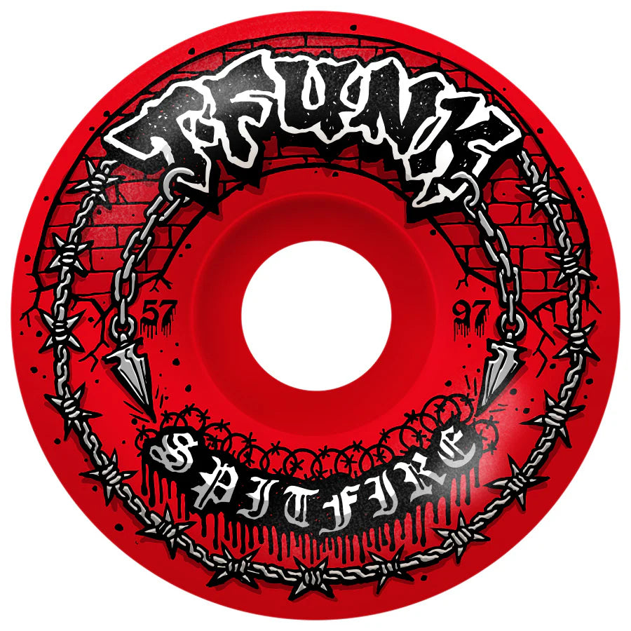 Spitfire F4 (Formula Four) 97DU T-Funk Raw Radial Full Red 57mm Skateboard Wheels