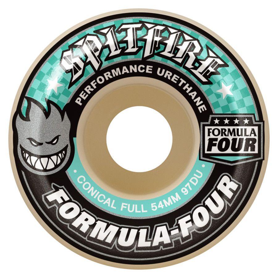 Spitfire Formula 4 54mm 97a Conical Full White/Turquoise Skateboard Wheel
