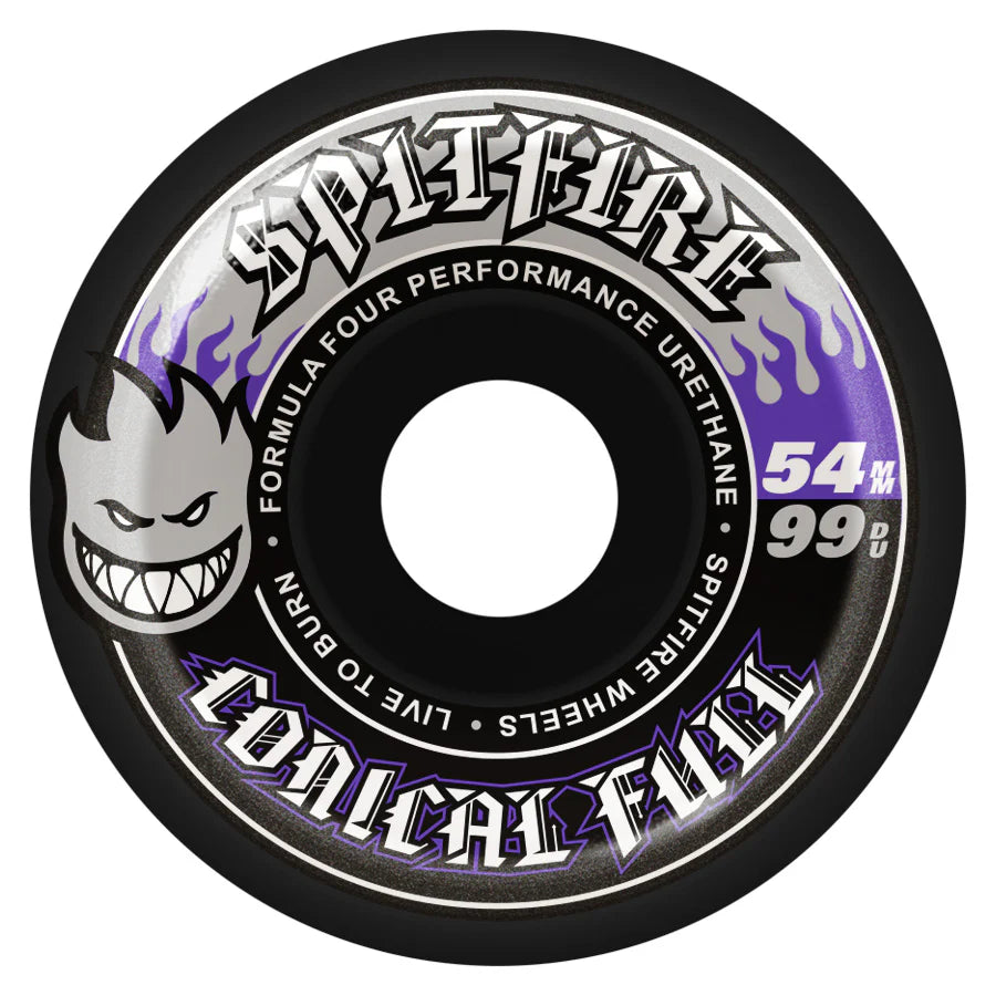 Spitfire F4 (Formula Four) 99DU Team Conical Full Black Purple 54mm Skateboard Wheels